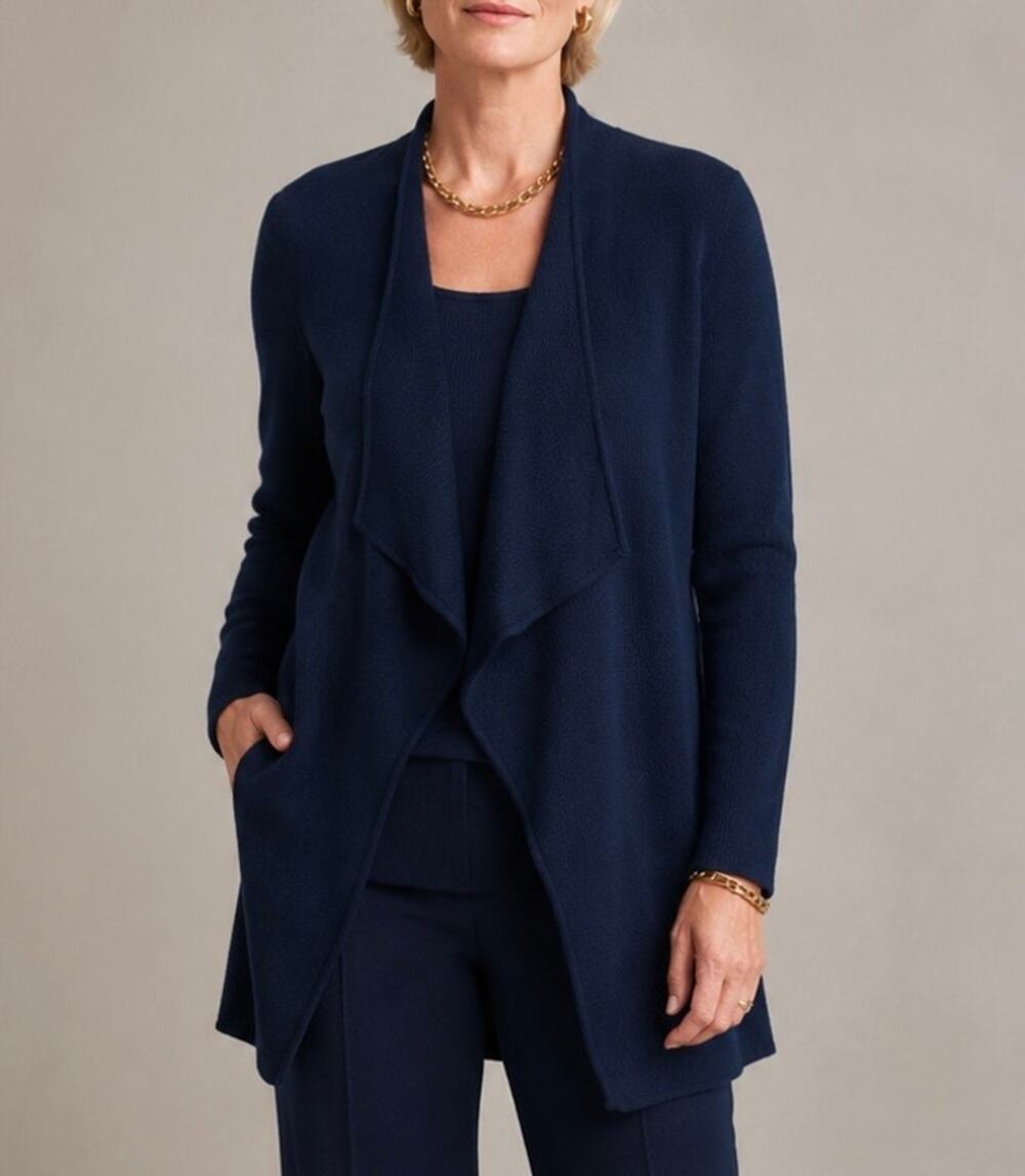 St. John Cashmere Wool Waterfall Cardigan Minimalist Capsule Clean Size Small